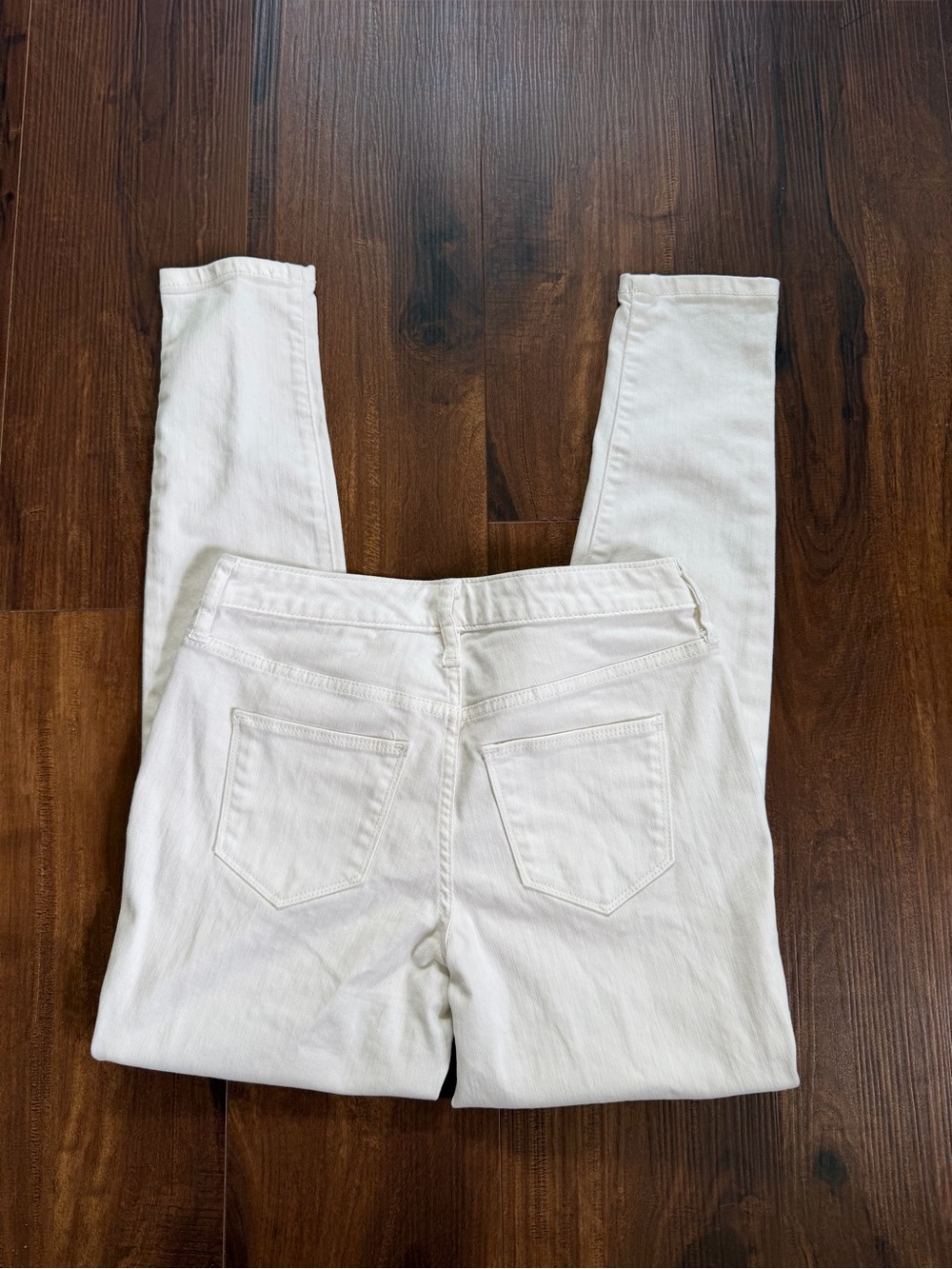 White Mid Rise Skinny Jeans Women 2/26R Stretch Denim Clean Girl Minimalist READ